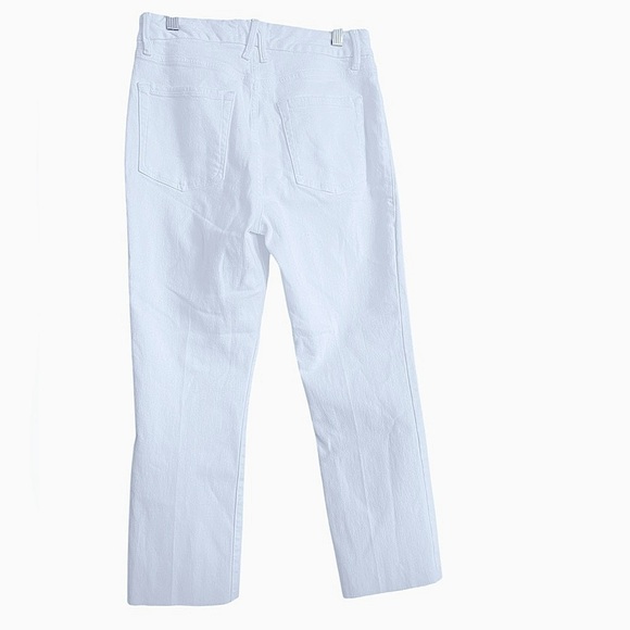 Good American White Denim Jeans High Waisted Straight Legs Raw Hem Size 8 - Picture 10 of 13